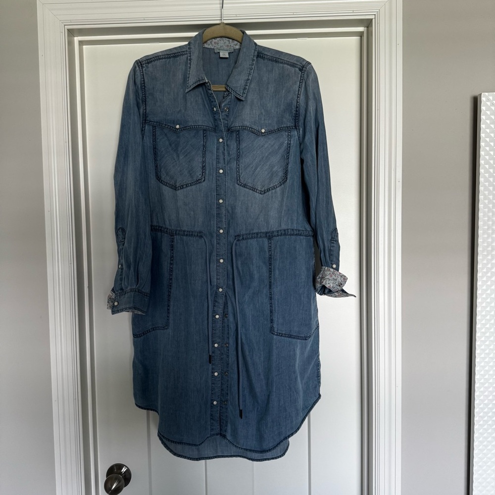 Sundance 100% tencel pearl button snap dress Petite Medium